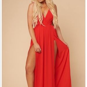 Red bodysuit maxi